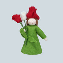 Load image into Gallery viewer, Red Tulip Fairy Felted Waldorf Doll - Two Skin Colors