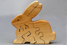 Load image into Gallery viewer, Rabbit & Bunny Wooden Puzzle