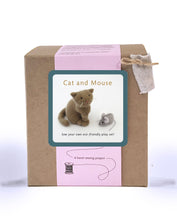 Load image into Gallery viewer, Wee Felt Cat and Mouse Complete Sewing Kit