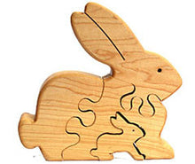 Load image into Gallery viewer, Rabbit & Bunny Wooden Puzzle
