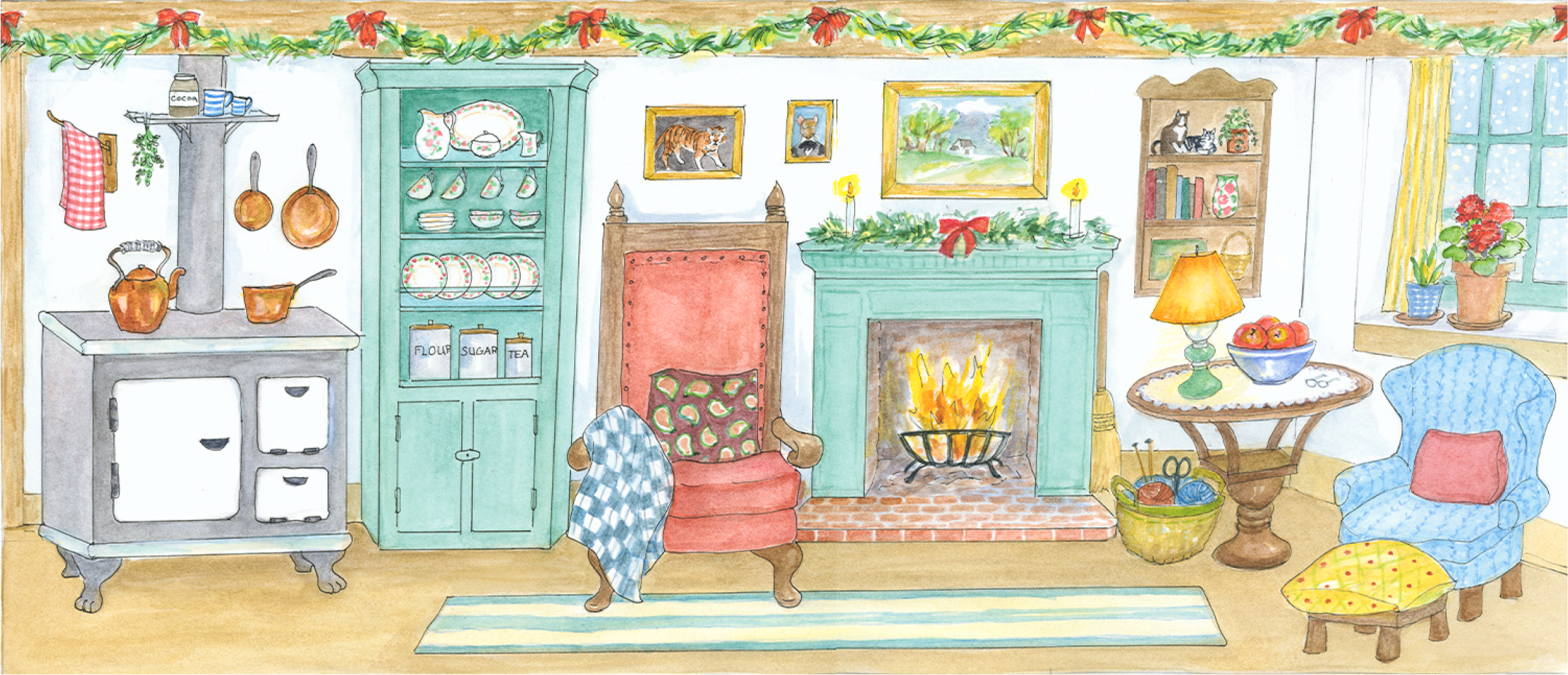 Cat's Christmas Cottage Paper Doll Kit