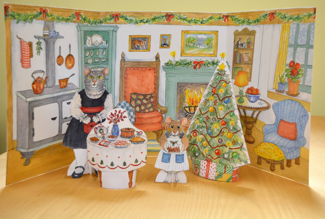 Cat's Christmas Cottage Paper Doll Kit