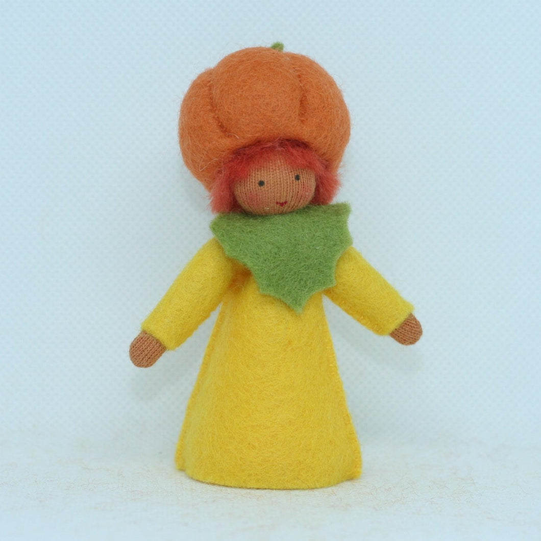 Pumpkin Girl Felted Waldorf Doll - Two Skin Colors