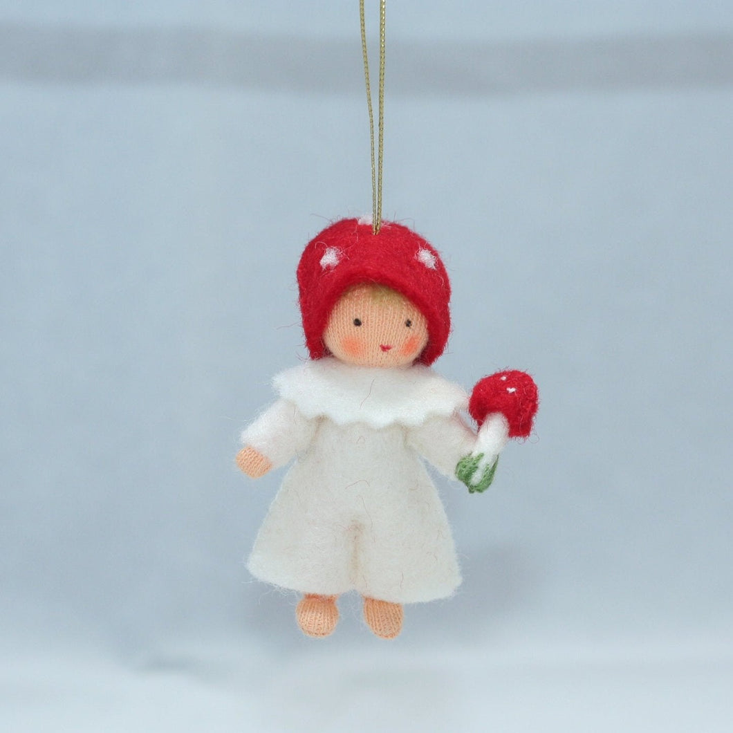 Toadstool Baby Fairy Felted Waldorf Doll