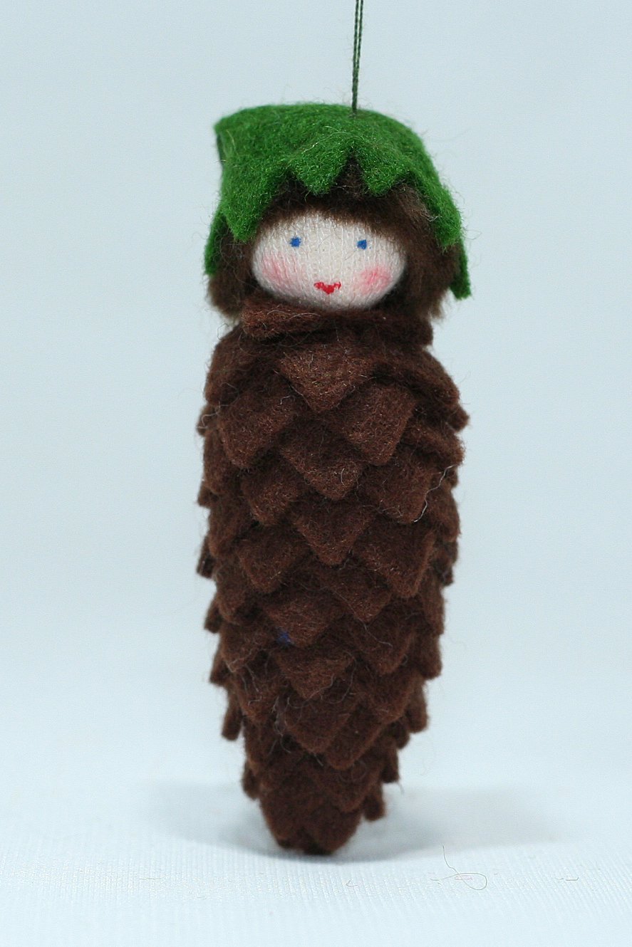 Pine Cone Baby Felted Waldorf Doll - Two Skin Tones