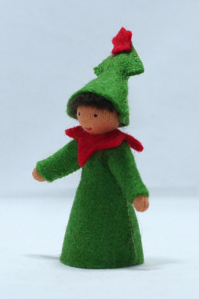 Christmas Tree Prince Felted Waldorf Doll - Four Skin Colors
