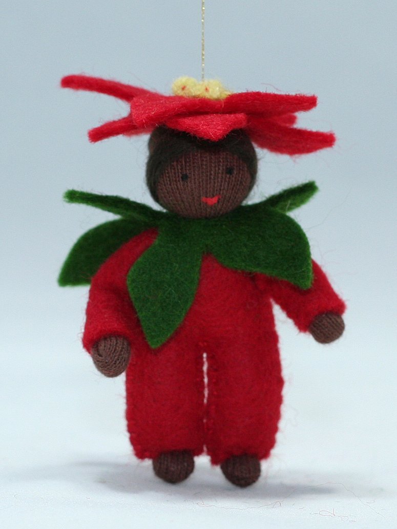 Poinsettia Baby Felted Waldorf Doll