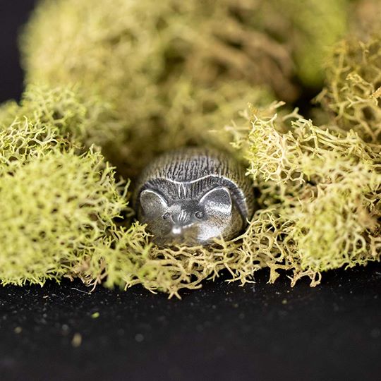 Pewter Hedgehog Netsuke