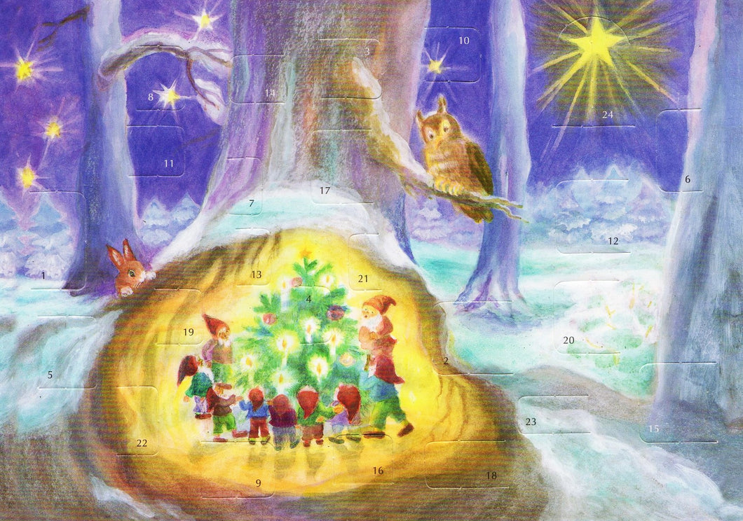 Gnomes Around the Christmas Tree Advent Calendar Card