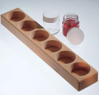 6 Paint Jars with Wood Jar Holder