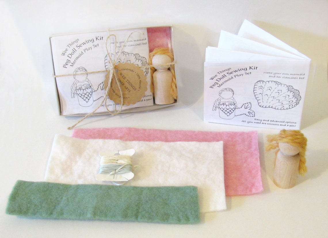 Wee Felt Mermaid and Clamshell Bed Complete Sewing Kit