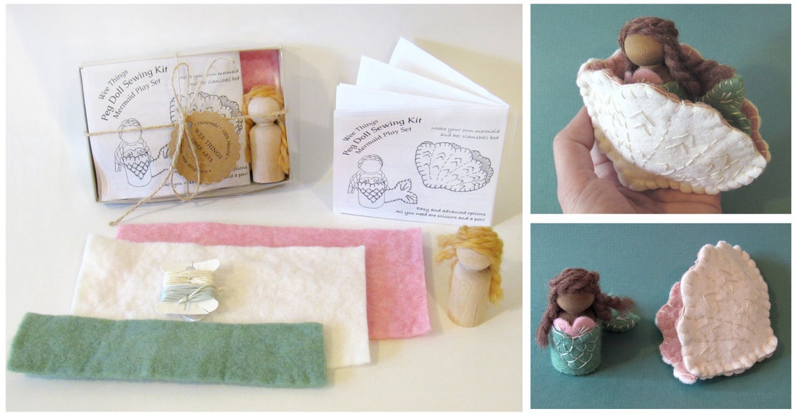Wee Felt Mermaid and Clamshell Bed Complete Sewing Kit