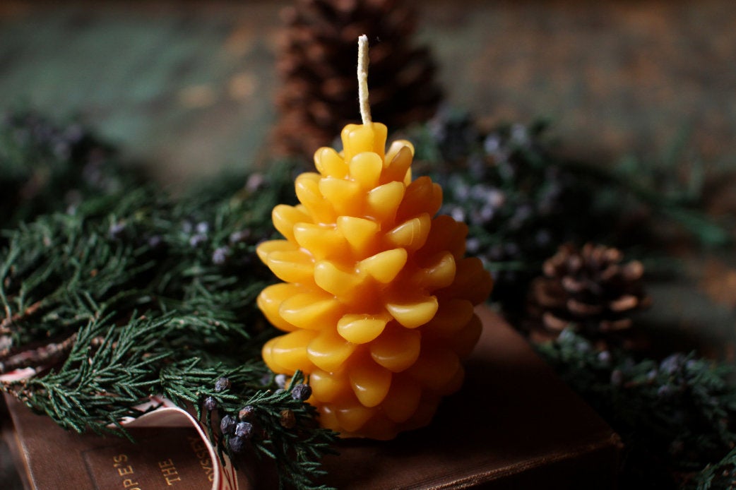 Beeswax Pine Cone Candles
