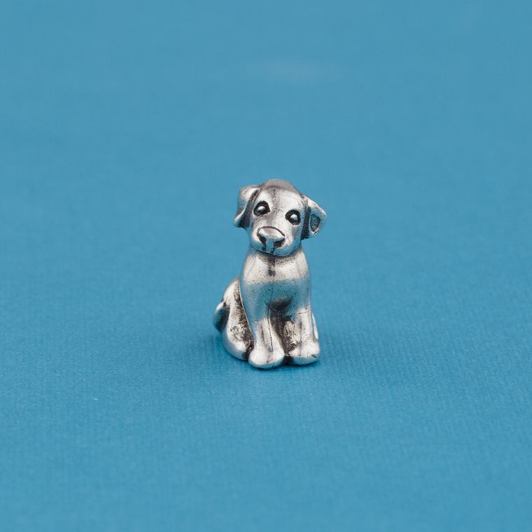 Pewter Dog Netsuke